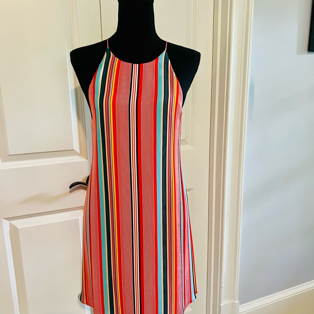Alice + Olivia Red Multicolor Striped Mini Dress